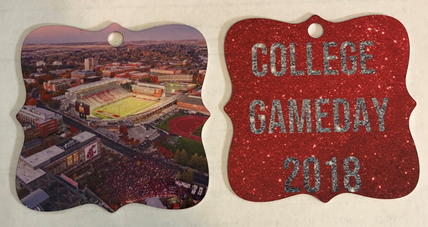 Game Day aluminum Prague shaped ornament with stadium and fans