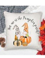 gnome meet me at the pumpkin patch pillow cover