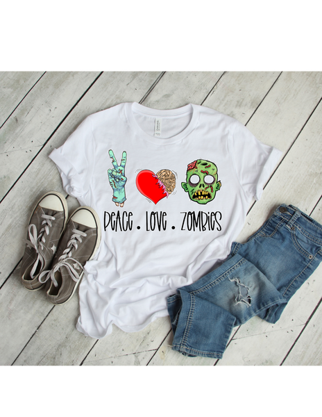 peace love and zombies unisex tee