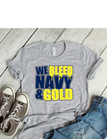 We bleed navy and gold tee